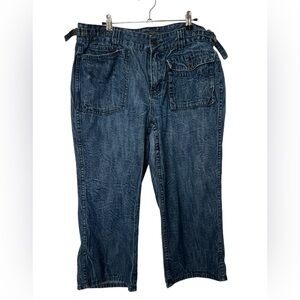 Lauren Jeans Co Ralph Lauren Wide Leg Cropped Jeans Blue Denim Size 12